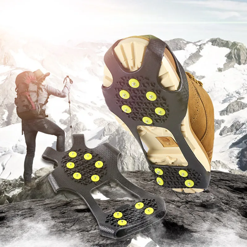 

UPAKME 10 Studs Anti-Skid Ice Gripper Spike Winter Climbing Anti-Slip Snow Spike Grips Cleat Over Shoes Covers outdoor crampones