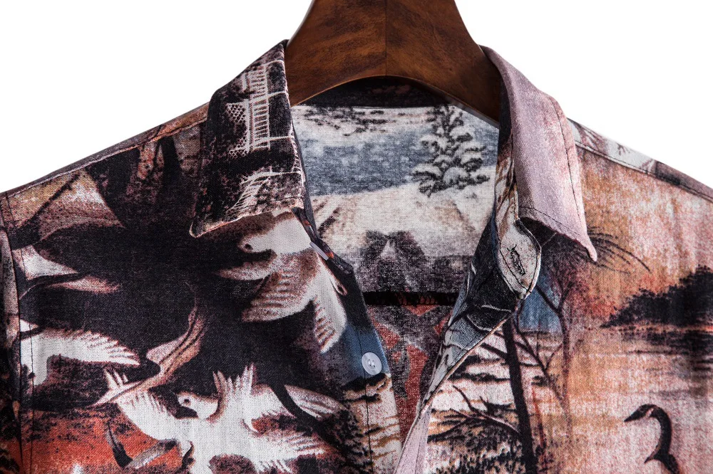 

2021 New Men's Printed Short-Sleeved Shirt Fashion Beach Vacation Printed Shirt