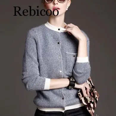 

Women's Long Baseball Kitted Cashmere Cardigan Sweater Female Autumn Winter Half Turtleneck Brand New Casual Blue Cardigans