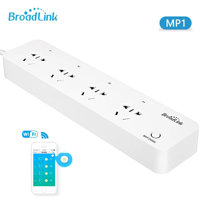 Полоса питания Broadlink MP1 1 5 м 4 розетки 10A 250 в 2500 Вт 3G 4G беспроводное приложение Android