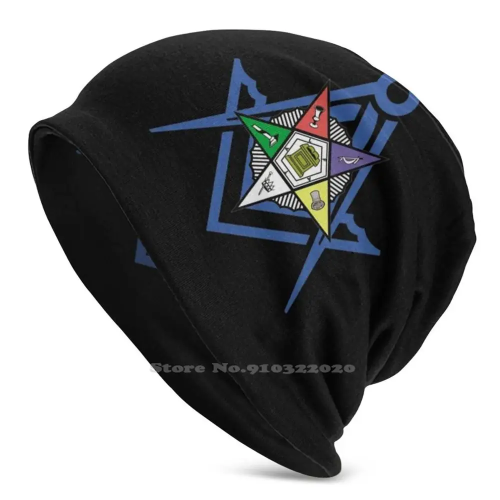 

Ma And Oes - Eastern Star Masons Knit Beanie Hat Men Women Winter Diy Cap Ma Family Freemasonry Masons Mason Freemasons Blue