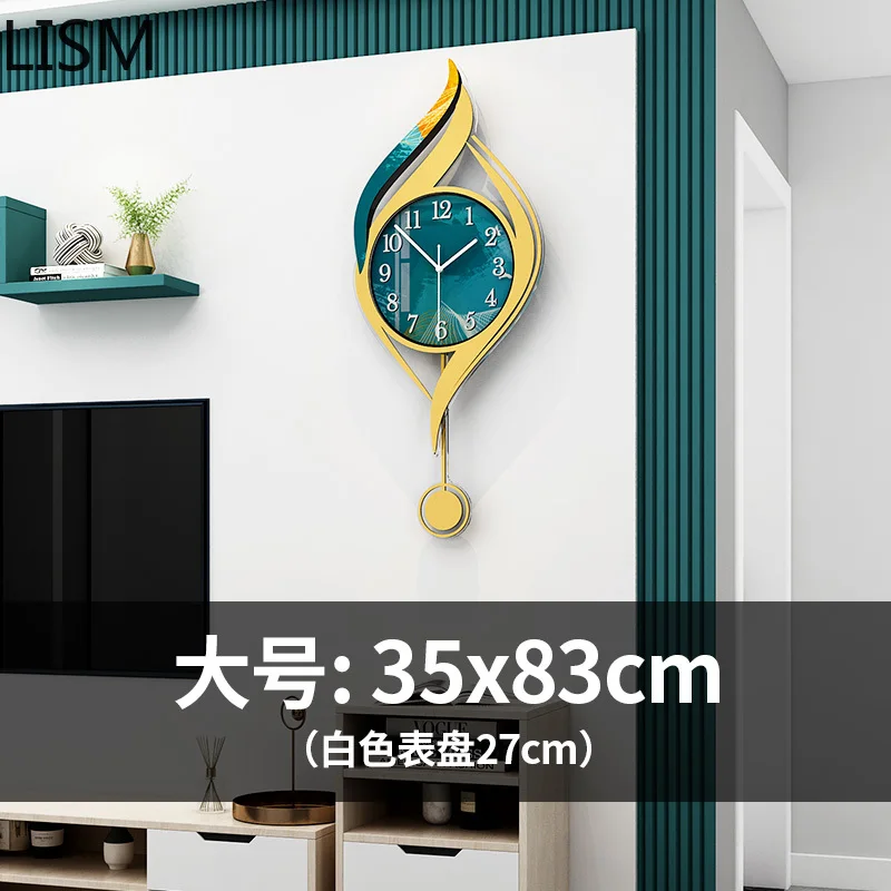 

Wall Clock Mechanism with Pendulum Nordic Creative Light Luxury Wall Clock Living Room Fashion Wall Clock Metal Horloge Mural