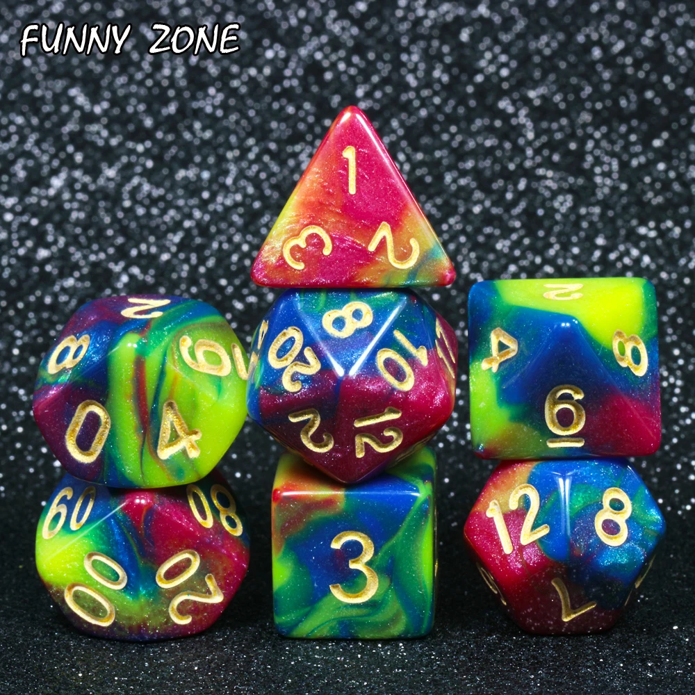 Кости многогранные наборы игра для ролевых игр (РПГ) настольная 25 цветов | Спорт и