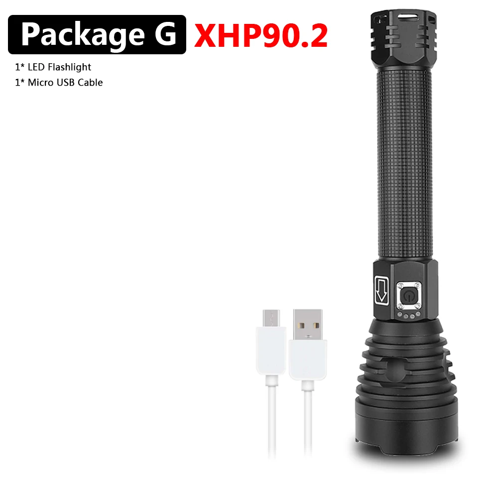 Package G Xlamp XHP90 XHP70.2 светодиодный фонарик, супер мощный фонарь, USB XHP50, фонарь с зумом, 18650, 26650, перезаряжаемый аккумулятор - Испускаемый цвет: Package G