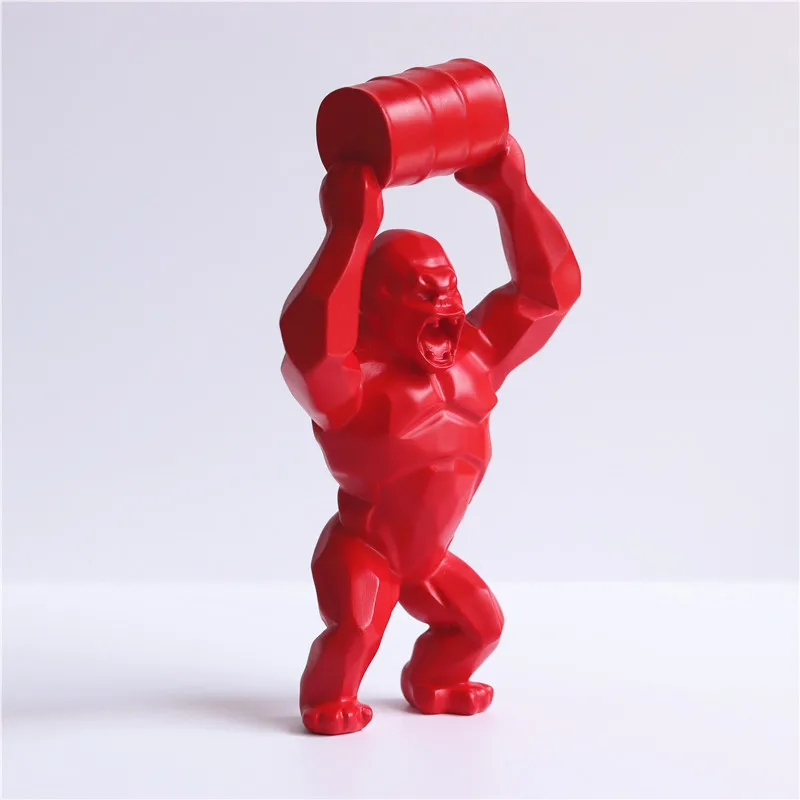 

Новый 20 см подарок смолы KING Kong со стволом Животное украшение статуи домашний Декор Украшение Горилла офисные гостиная скульптура красный