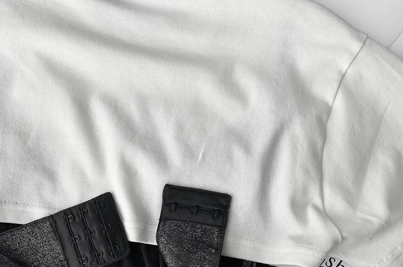 

CHICEVER Casual Patchwork T Shirt For Women O Neck Sleeveless Lace Ruched Asymmetrical Hem T Shirts Female 2021 Summer Clothing