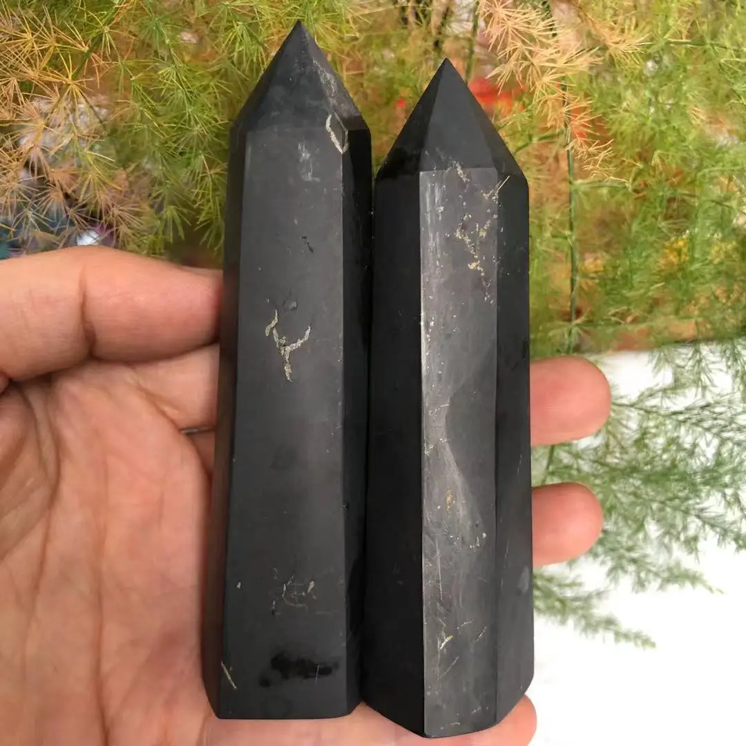 

Natural Black Schungite Crystal Stone Quartz Point Mineral Reiki Healing Home Decoration Random Delivery