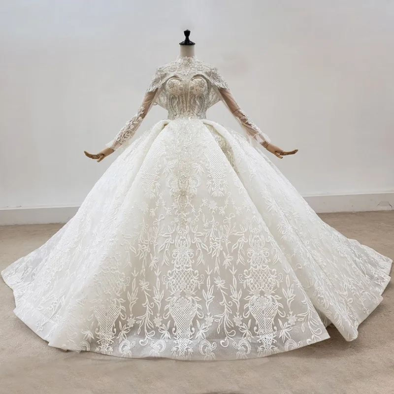 

Full Lace Elegant Wedding Dress 2021 Light Champagne With Shawl Shiny Sequins Sweetheart Lace Appliques Bridal Gowns