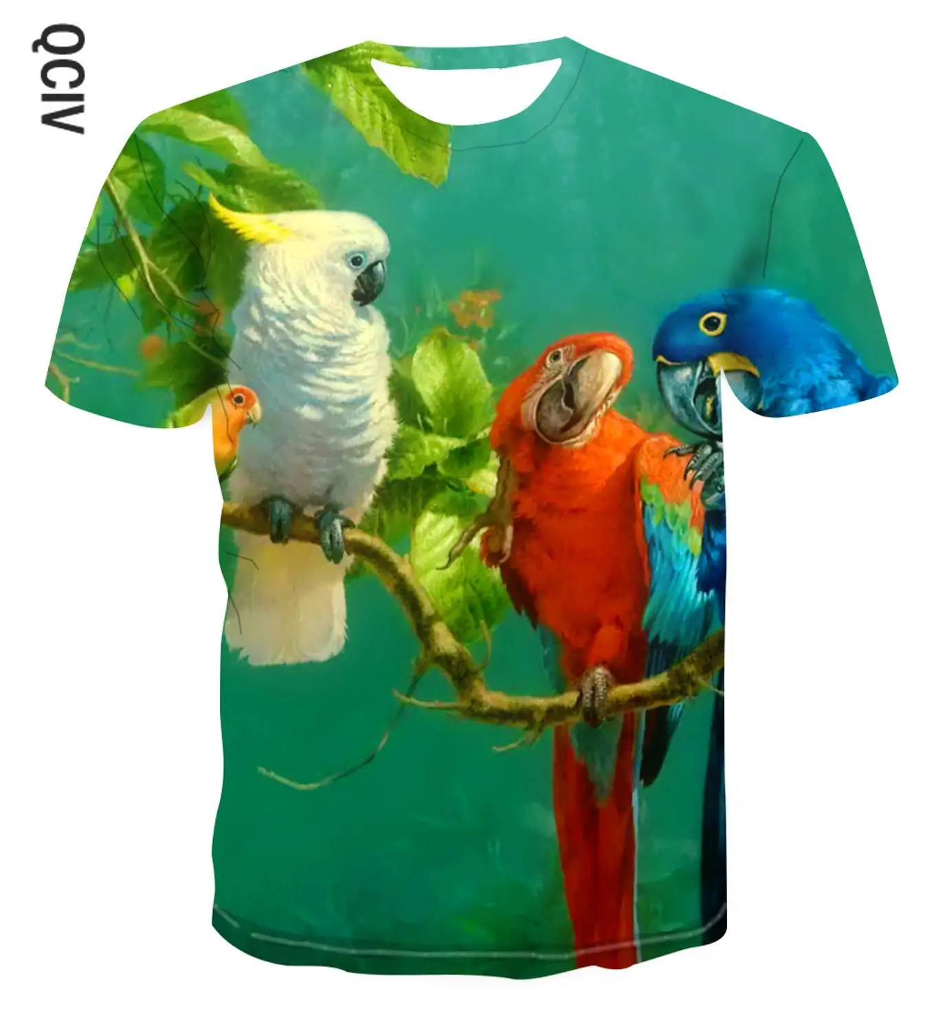 

Summer children men and women T-shirt 3D printed T-shirt parrot T-shirt animal bird hip-hop clothing 4T-14T