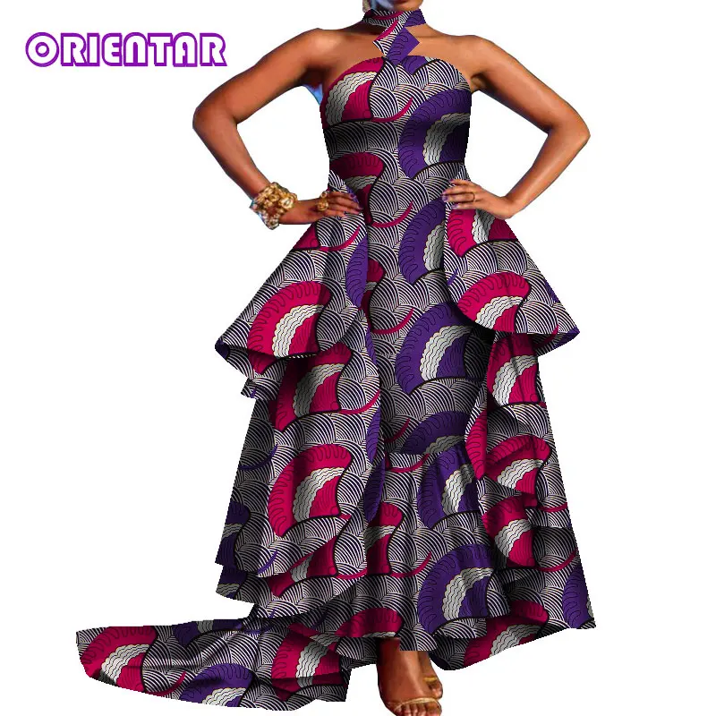 African Dresses for Women 2020 Party African Print Floor Length Dress Off Shoulder Dashiki Ladies African Dress Plus Size WY8263