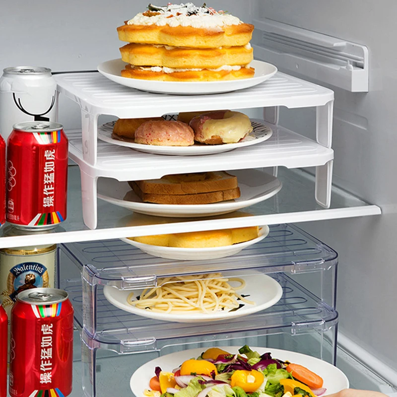 Двухуровневая кухонная стойка полки для ящиков холодильника шкафа
