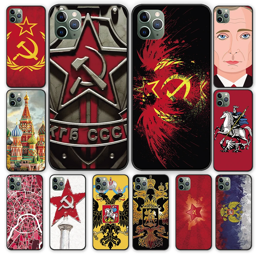 Советский Союз Россия Москва черный чехол ТПУ для iPhone 5 5S 6 6s 7 8 Plus X XS XR 11 Pro Max |