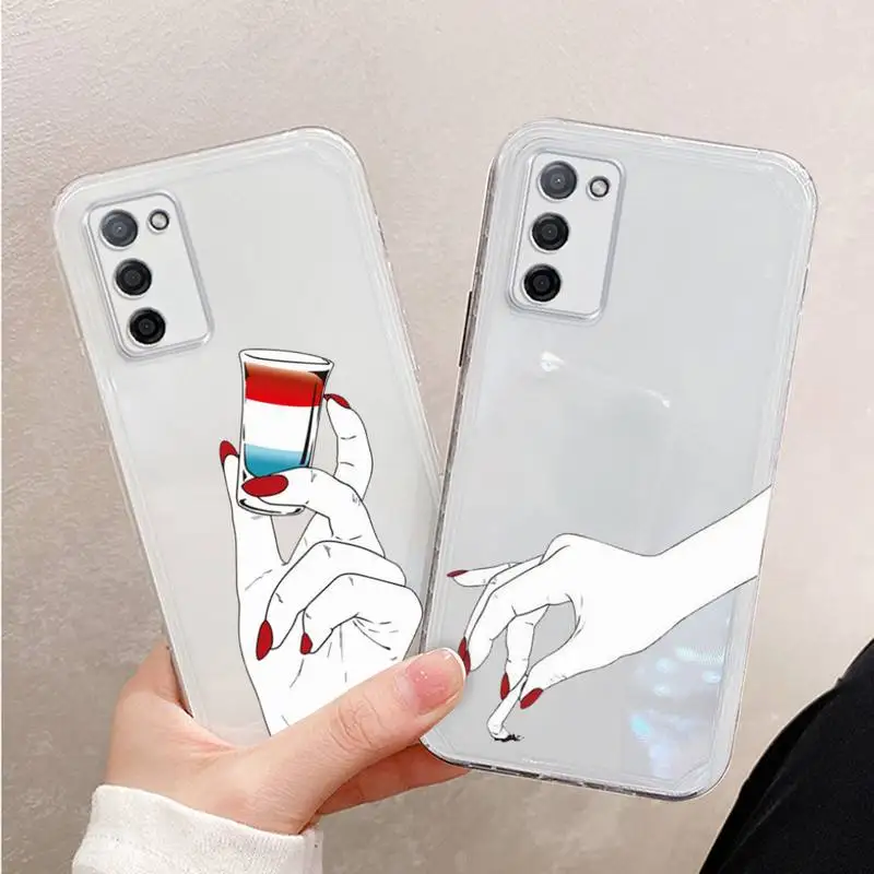 

Hand art daisy Love heart butterfly Phone Case Transparent For oppo R17 R15 R11 R9 F11 A32 A39 K7 K5 S X PRO PLUS moible bag