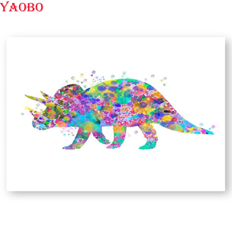 

Full round diamond embroidery Watercolor dinosaur diamond painting mosaic 5D square by hand 3d gift picture rhinestones room art