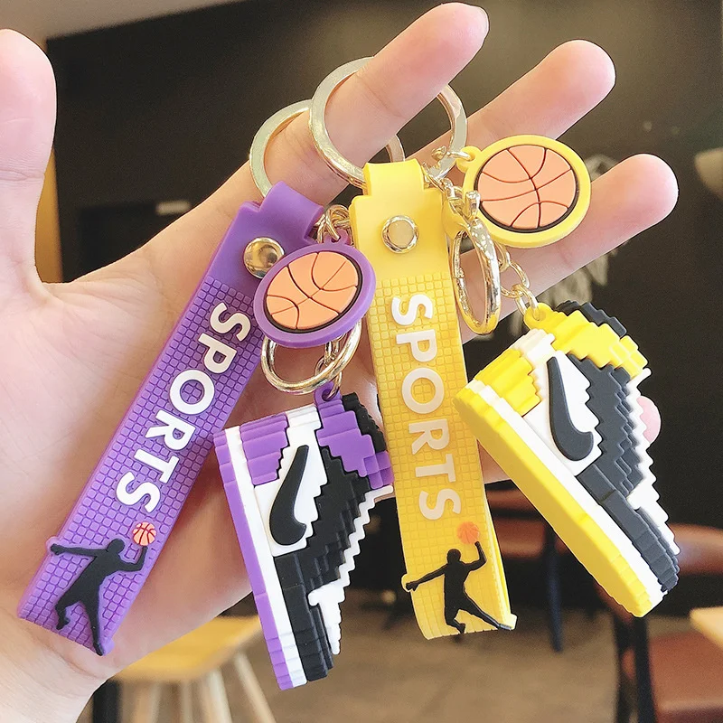 

Cartoon Lego Basketball Shoes Keychain, Colorful Macarons Simple Car Keychain, Couple Bag Pendant, Wholesale