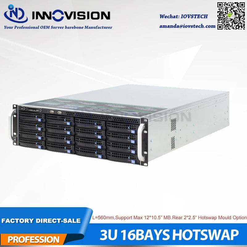Корпус сервера NVR NAS устойчивый огромный 16 катушек 3u в стойке с горячей заменой L =