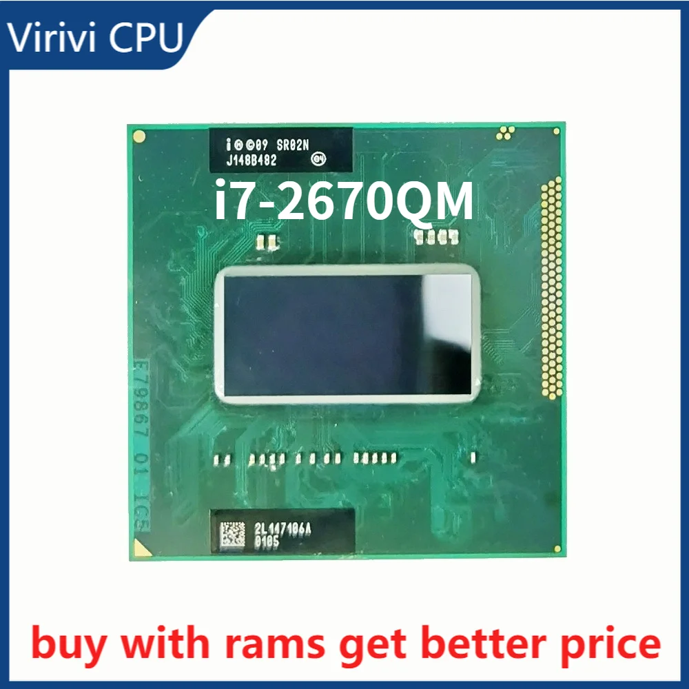 

Intel Core i7-2670QM i7 2670QM SR02N 2.2 GHz Quad-Core Eight-Thread CPU Processor 6M 45W Socket G2 / rPGA988B