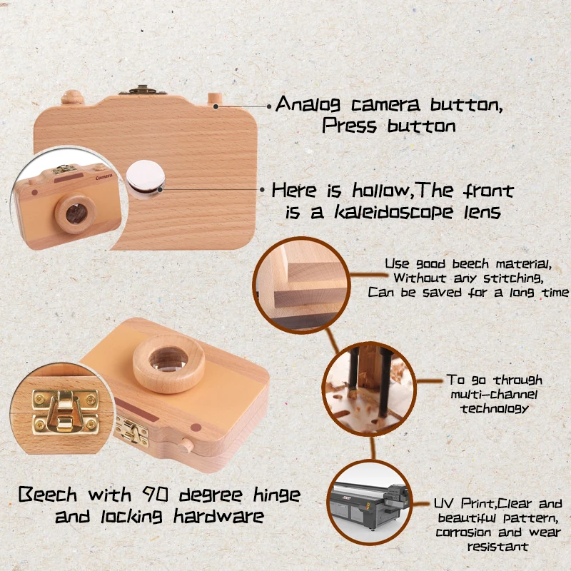 

Lovely Baby Tooth Keepsake Box Camera Shaped Wooden Container Storage Children Camera Shape Tooth Box toy for xmas gifts