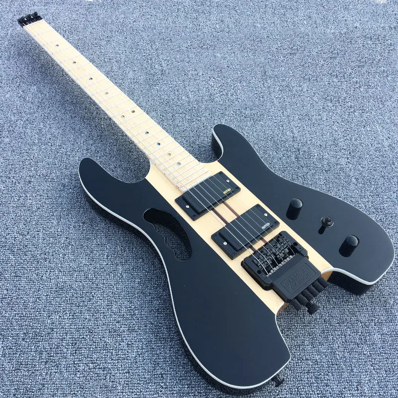 2019 Высококачественная безголовая электрогитара шея через тело гриф из розового