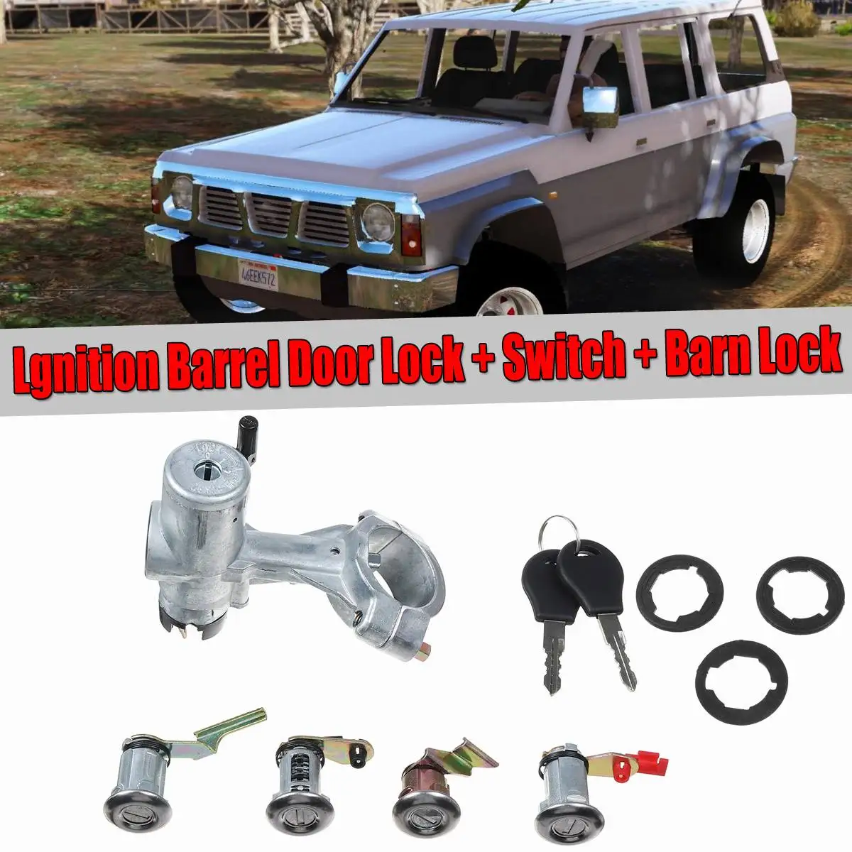 

NEW Car Start Switch Kits New Ignition Barrel Door Lock + SWITCH + Barn Lock For Nissan For Patrol GQ Y60 1988-1998