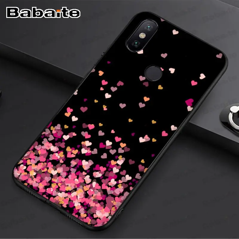 Красочными бабочками и бантиками Розовый любящее сердце черный мягкий кейс для