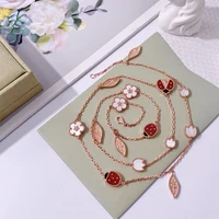 2021 fashion trend women girls necklace long jewelry with ladybugs flowers leaves for daily dating meeting party gift