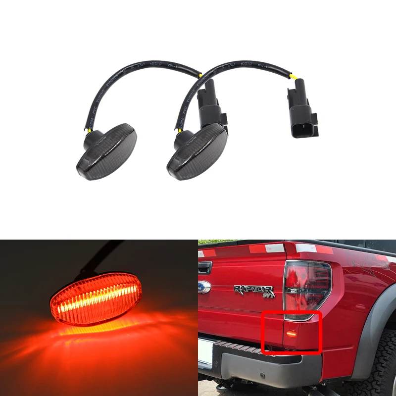 

Дымчатые тонированные линзы для Ford F150 SVT Raptor 2010, 2011, 2012, 2013, 2014, блестящий красный задний сигнал поворота светодиодные, боковые, габаритные фон...