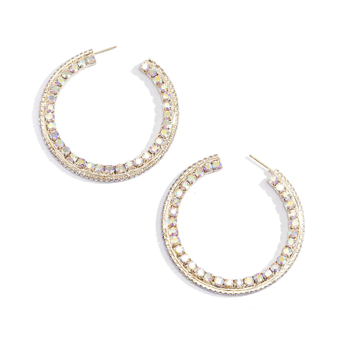 

Exaggerated Fashion Crystal Earrings Girls Luxury French Retro Vintage Large Big Rhinestone Hoop Earrings Jewelry For Womens