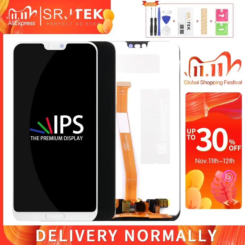 

Srjtek для Huawei Honor 10, ЖК-экран, сенсорный экран, стеклянная панель, Замена для Huawei Honor 10, датчик дисплея с рамкой