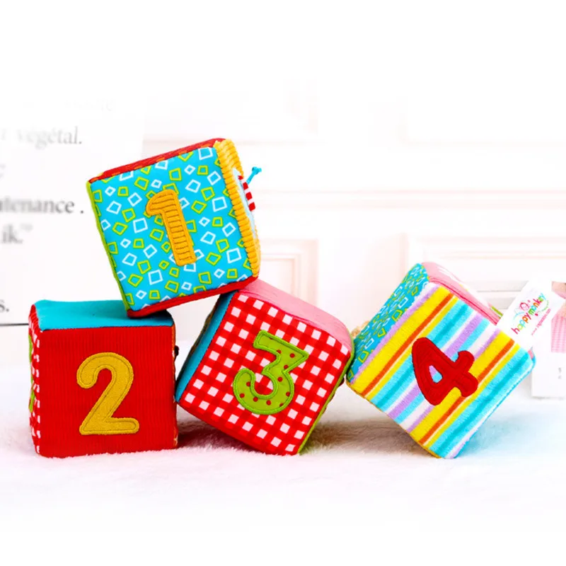 4 шт./компл. Детские Мягкие кубики развивающие игрушки с погремушкой зеркало