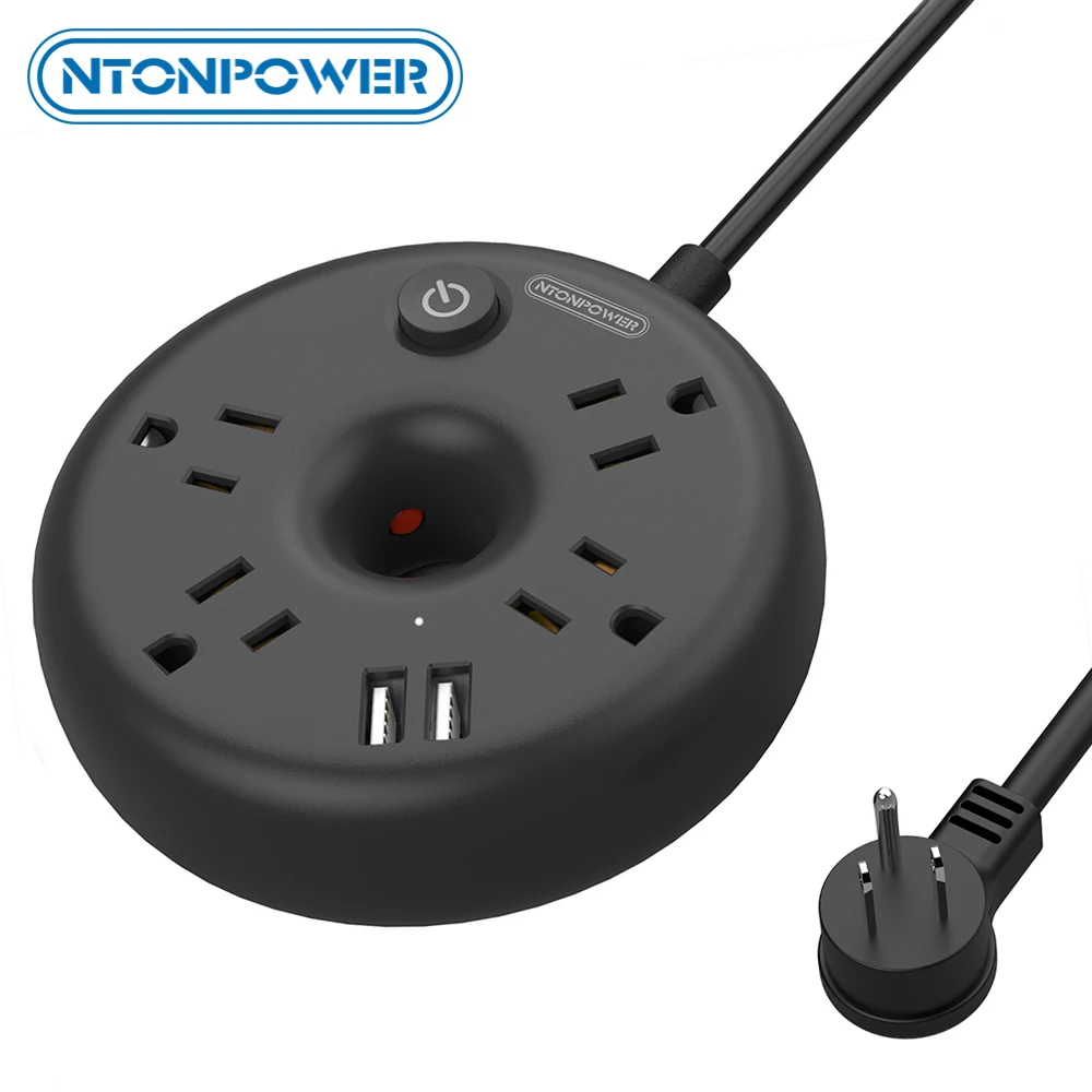 

NTONPOWER Multi Plug Power Strip with Usb With 4 Outlets 2 USB Ports 15FT Extension Cord Portable Mini Travel Sockets For Trip