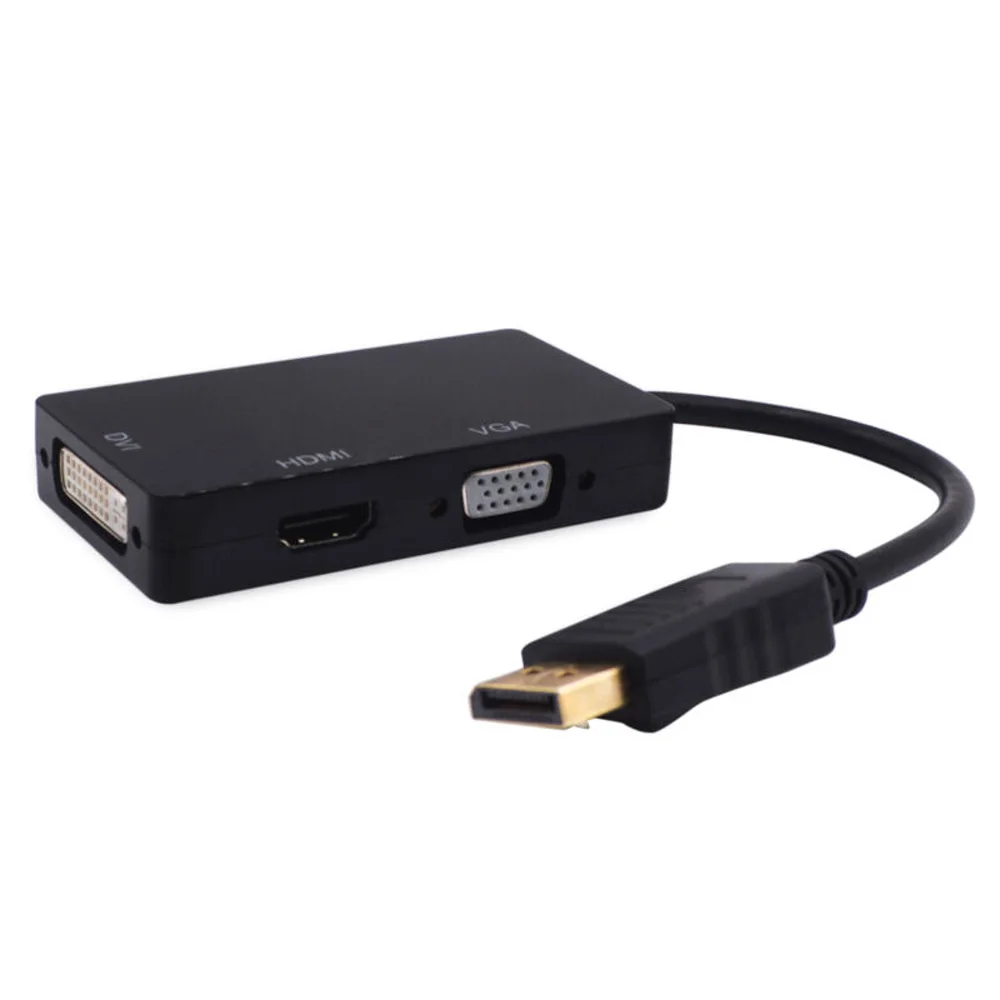 3 в 1 Displayport DP Male To HDMI/DVI/VGA Женский адаптер конвертер кабель 1080P передает аудио и