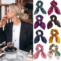 new chiffon bowknot elastic hair bands for women girls solid color scrunchies hair ties ponytail holder headband hair accessorie