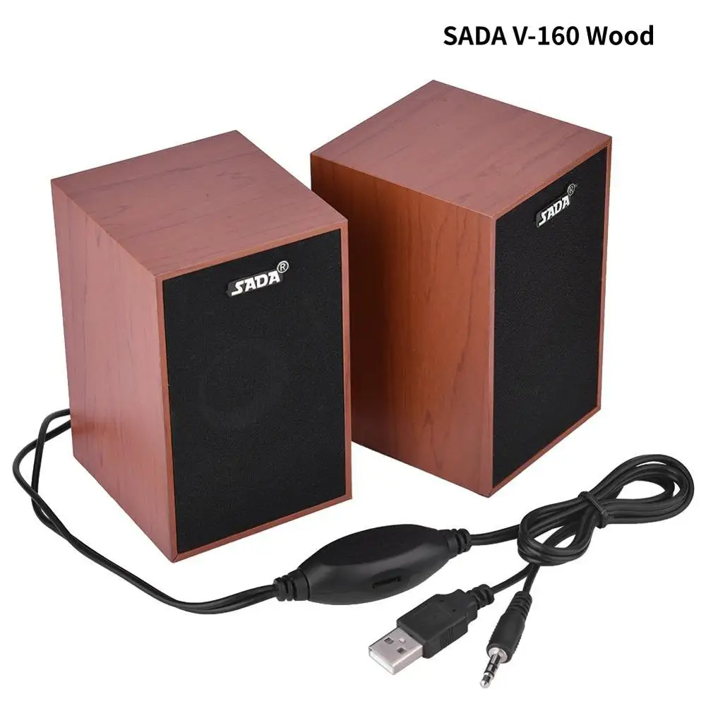V-160 Wood SADA V-196 Настольный сабвуфер динамик 3D объемный стерео бас USB компьютерный динамик Саундбар Громкий динамик для ноутбуков ПК телефонов - Цвет: V-160 Wood