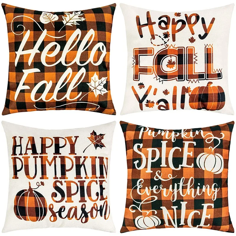 

Fall Pillow Covers 18X18inch Set of 4, Throw Pillow Covers Farmhouse Cushion Case for Thanksgiving Sofa Couch Home Decor