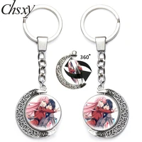 darling in the franxx keychain 02 zero two 360 degrees rotated moon keyring double sided bag pendant key chain anime accessory