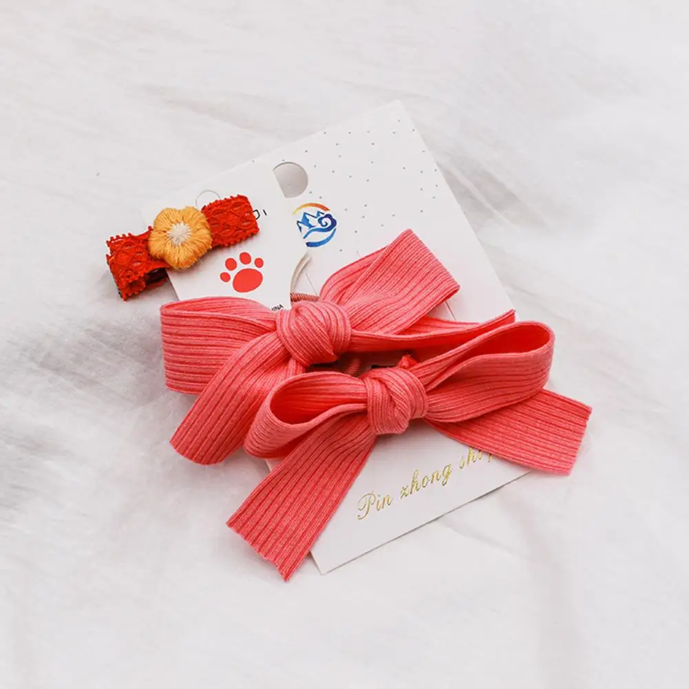 

2Pcs Elastic Knitted Striped Bowknot Hairband Ponytail Holder Hair Accessory for Kid Girl Women Japanese Style Elastic Hair Band