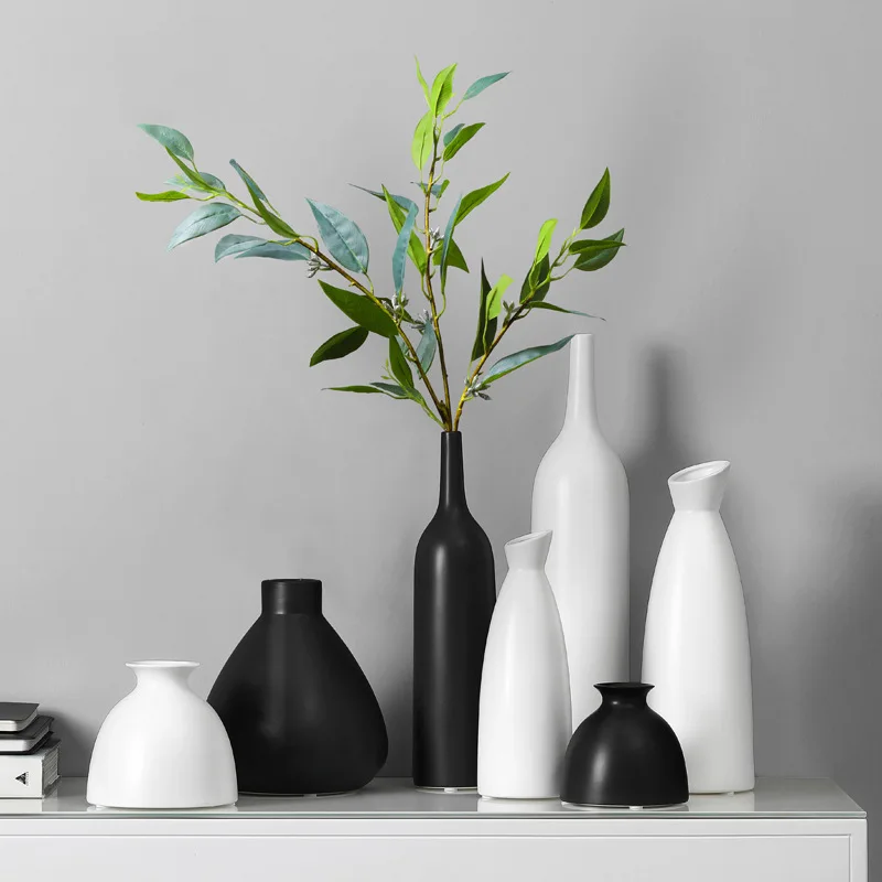 

Japanese Zen Home Decor Ceramic Vase Accessor Modern Nordic Art Style Room Living Room Decoration Vases Flowers Container White
