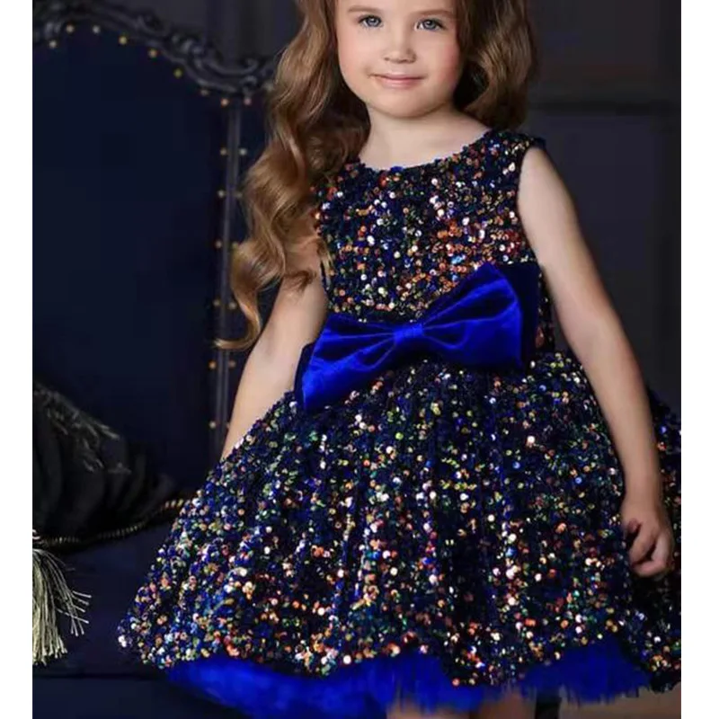 

Luxurious Birthday Party Dress For Girls 1T-14T Sequin Children Princess Dress Girl Puffy Dress For Girls robe princesse fille