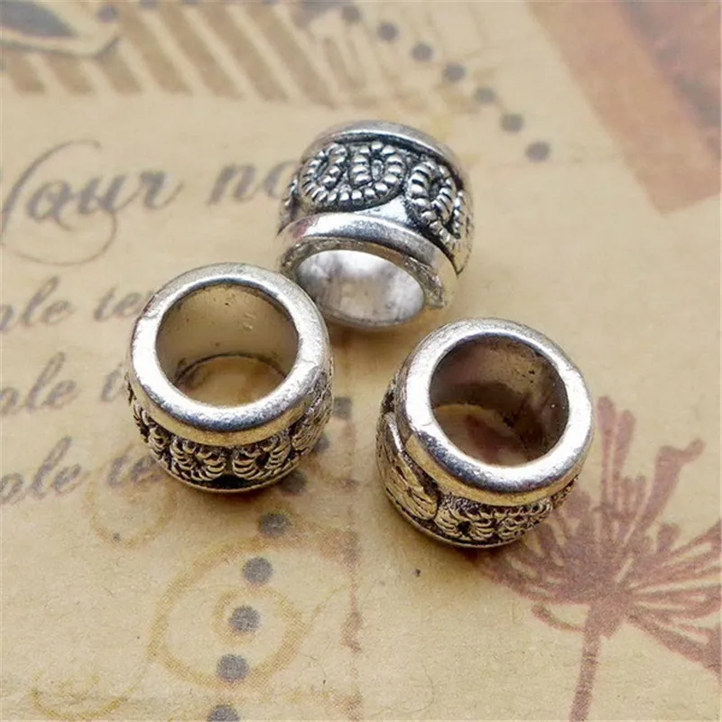 100 шт./лот античные серебряные изогнутые бусины с узором 7x9x9 мм бусины для ювелирных изделий ручной работы