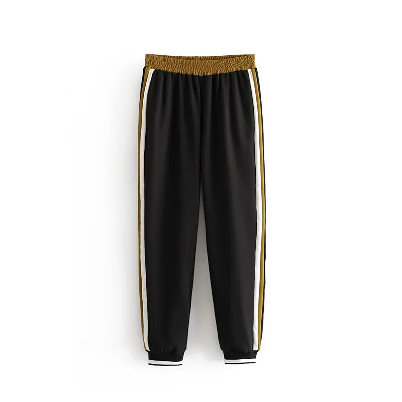 Женский костюм бомбер Za черный бейсбольный пуловер контрастных цветов топ брюки