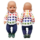 Baby Doll Clothes 43cm Heart Hoody Coat Jeans Pants 18 Inch Doll American Generation Girl Clothes Sweater Underpants Shorts