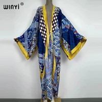 2021 beach cover up dress autumn women cardigan loose long dress sukienka party boho maxi african holiday batwing sleeve kimono