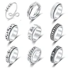 SIZZZ вращающееся кольцо-Спиннер для мужчин и женщин, мужские кольца для беспокойства, нержавеющая сталь, луна, звезда, римские цифры, вращающееся кольцо, вращающееся кольцо 2022