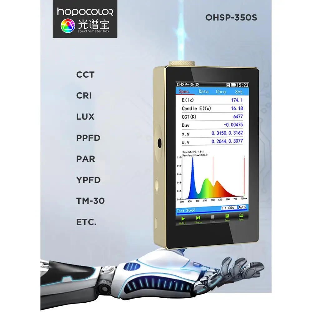 Спектрометр UV VIS IR TM-30 TLCI для тестирования освещения 350-950 нм |