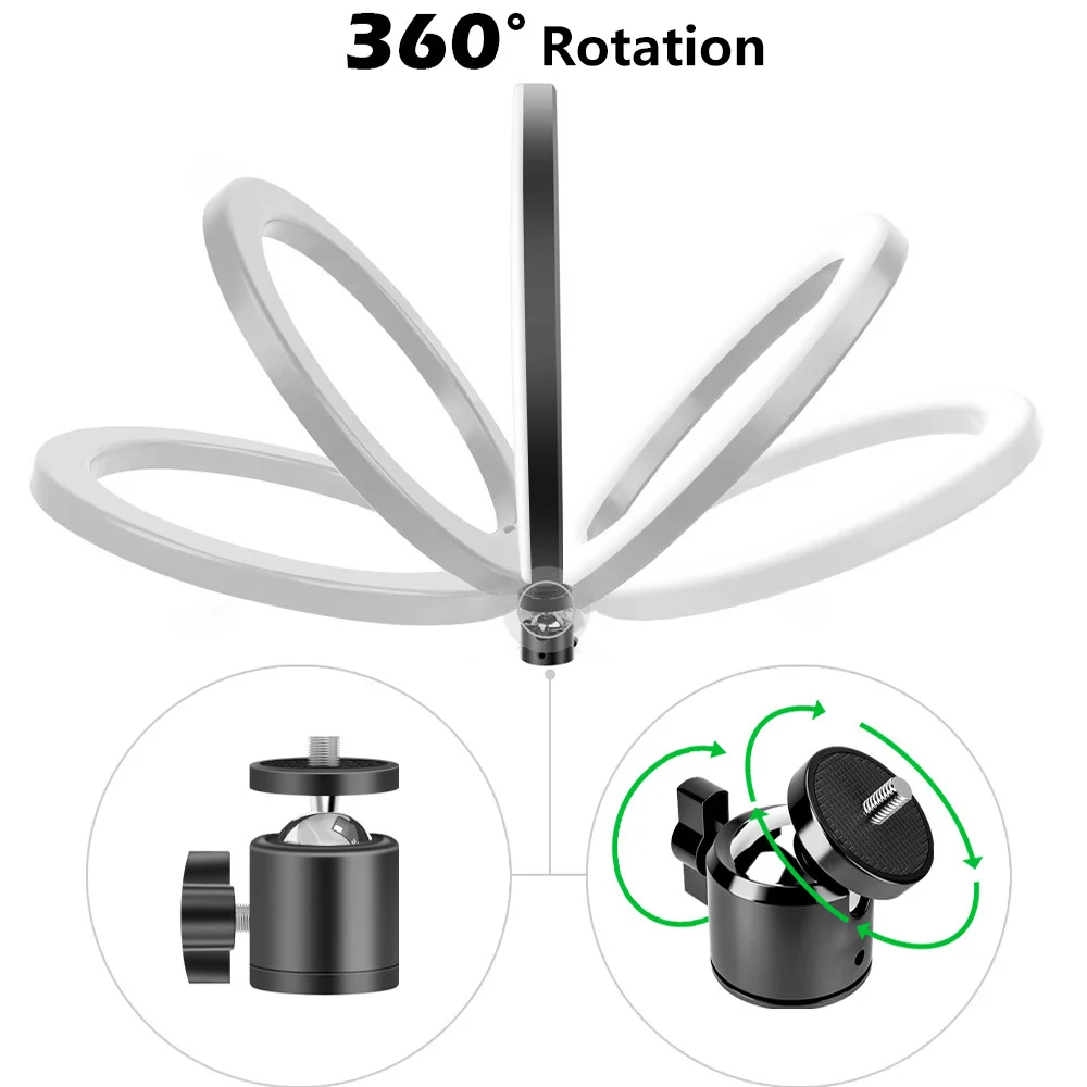 Miglior Supporto Da Tavolo Con Anello A LED Flash Light Selfie Lampada Stand Treppiede Per Tablet IPad Telefoni Cellulari Video Live Rugby