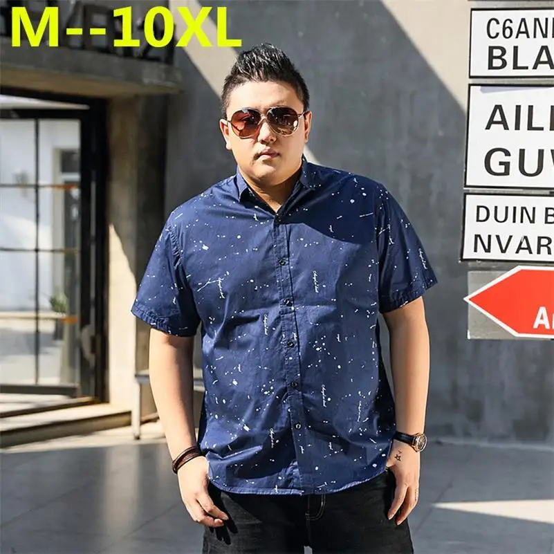 

Рубашка мужская размера плюс 10XL 8XL 6XL 5XL 4XL, модная повседневная свободного покроя, сорочка с короткими рукавами, белая, на лето