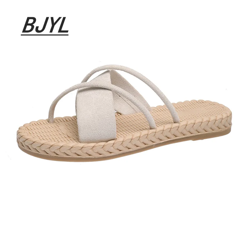 

Slippers women 2021 summer Korean open-toed soft-soled sandals beach shoes cross straps flat-bottomed simple slippers women