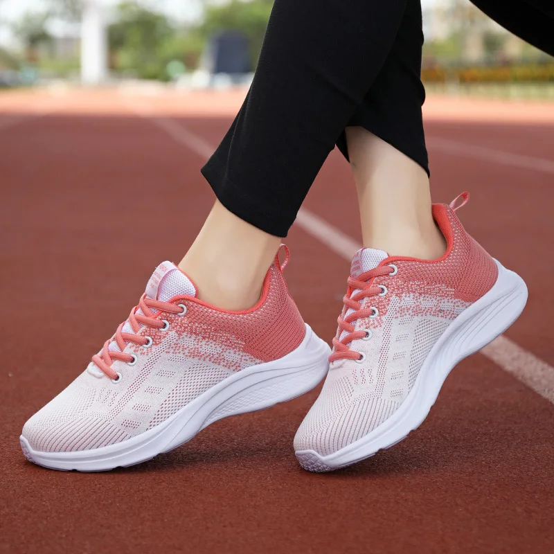

Fashion Summer Women's Running Sport Shoes Lightweight Lace Up Flying Woven Women Casual Shoes Breathable Mesh Shoes For Women