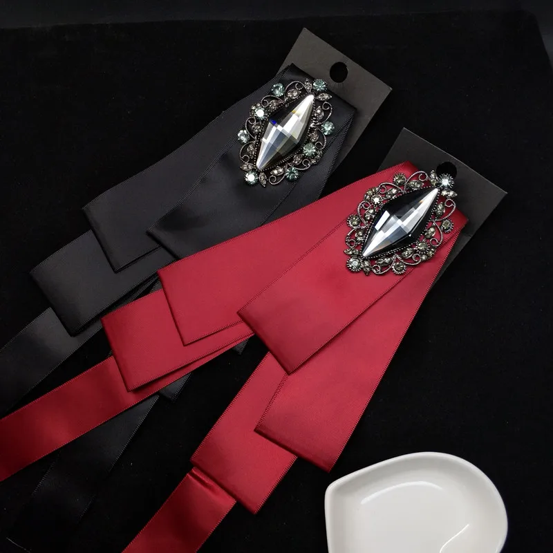 Разные стили ленты с бантом брошь на воротник Аксессуары для галстуков длинная